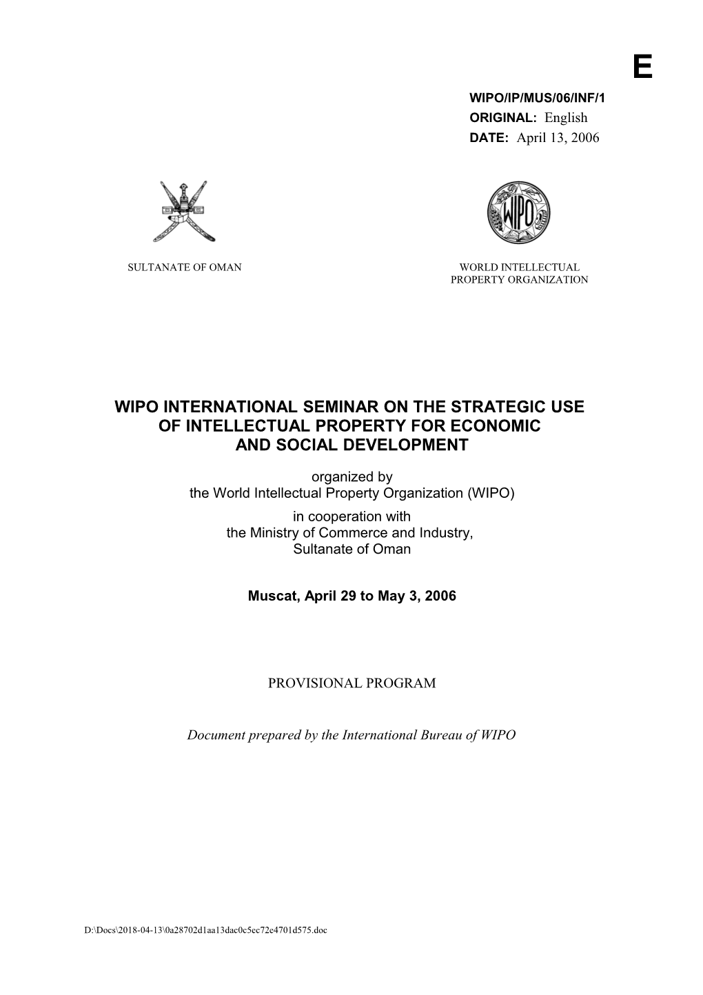 WIPO/IP/MUS/06/INF/1 Prov