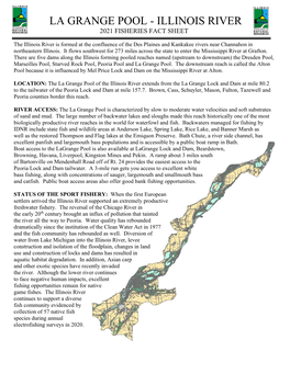La Grange Pool - Illinois River 2021 Fisheries Fact Sheet