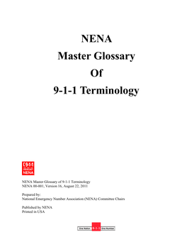 NENA Master Glossary of 9-1-1 Terminology
