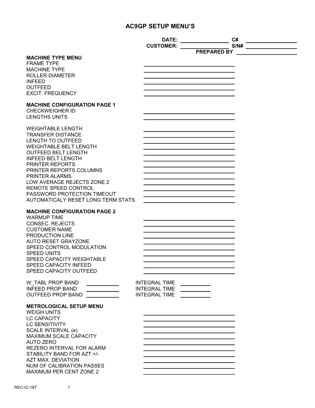 Ac9000 Plus Setup Menu S