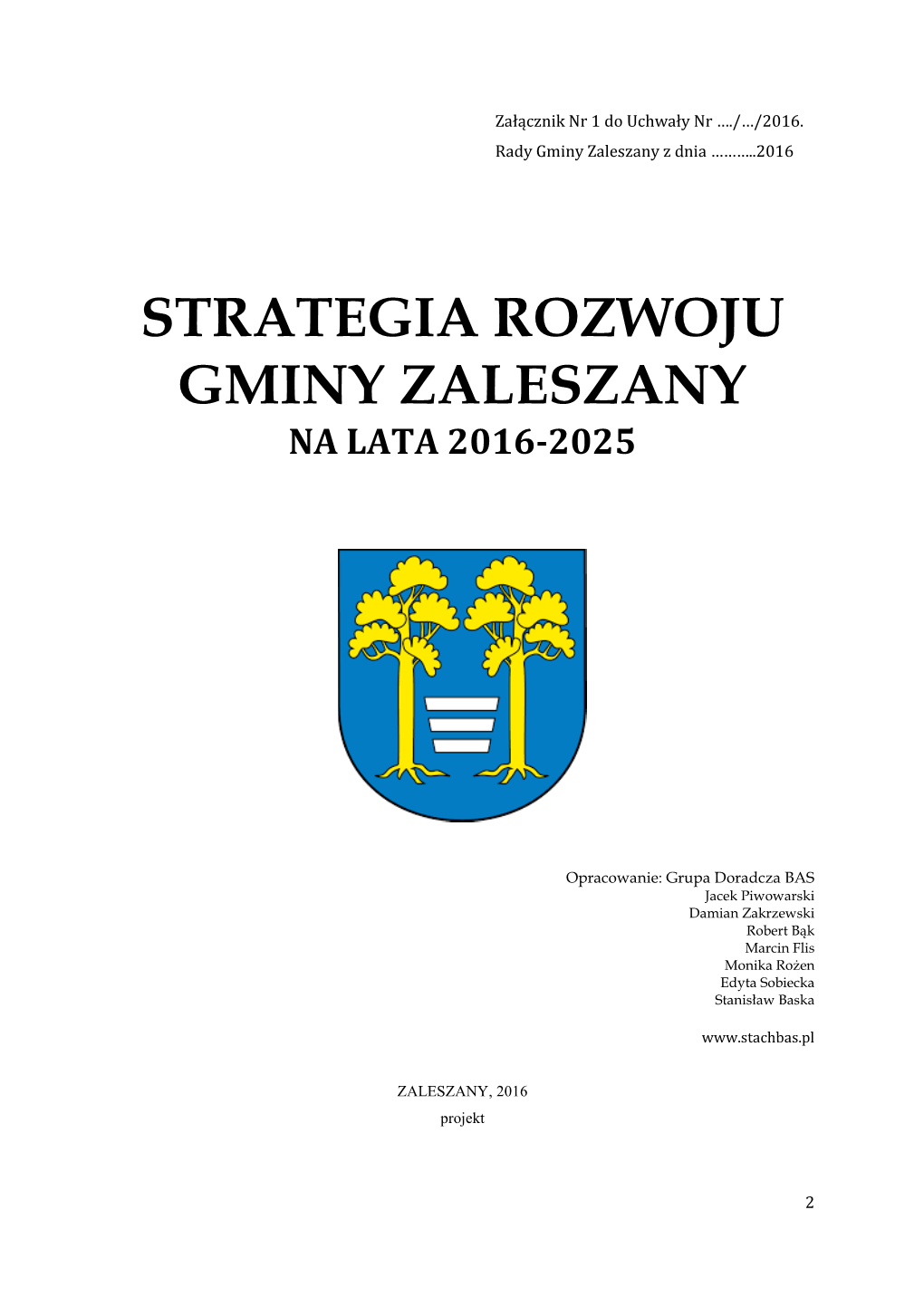 Strategia Rozwoju Gminy Zaleszany Na Lata 2016-2025