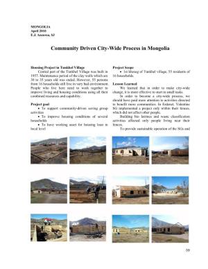 Community Driven City-Wide Process in Mongolia
