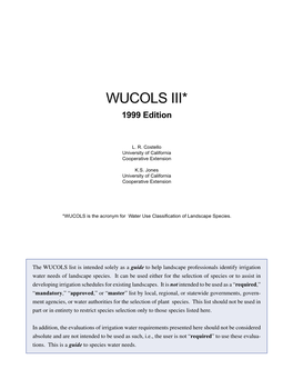 WUCOLS III* 1999 Edition