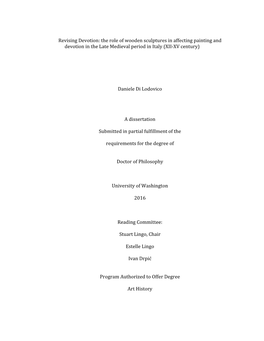 Revising Devotion: the Role of Wooden Sculptures in Affecting Painting and Devotion in the Late Medieval Period in Italy (XII-XV Century)