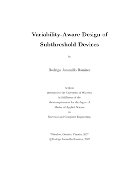 Variability-Aware Design of Subthreshold Devices