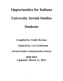 Opportunities for Indiana University Jewish Studies Students