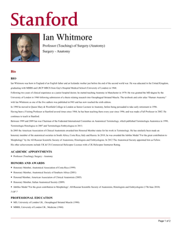 Ian Whitmore Professor (Teaching) of Surgery (Anatomy) Surgery - Anatomy
