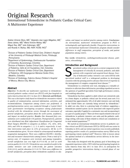 International Telemedicine in Pediatric Cardiac Critical Care: a Multicenter Experience