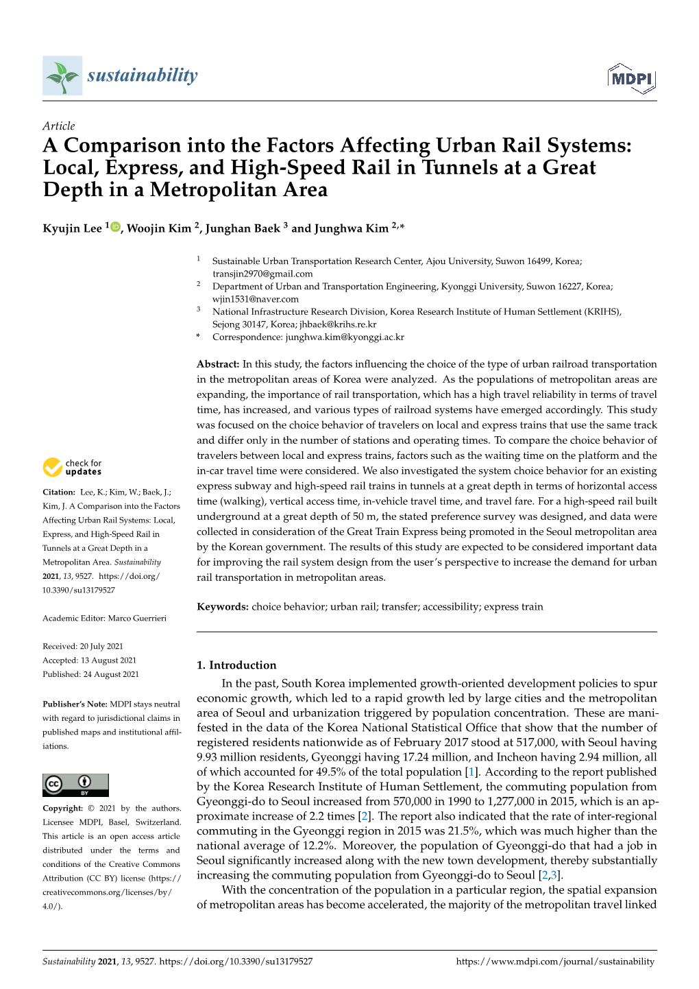 Local, Express, and High-Speed Rail in Tunnels at a Great Depth in a Metropolitan Area