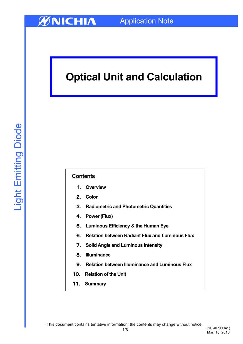 Optical Unit and Calculation