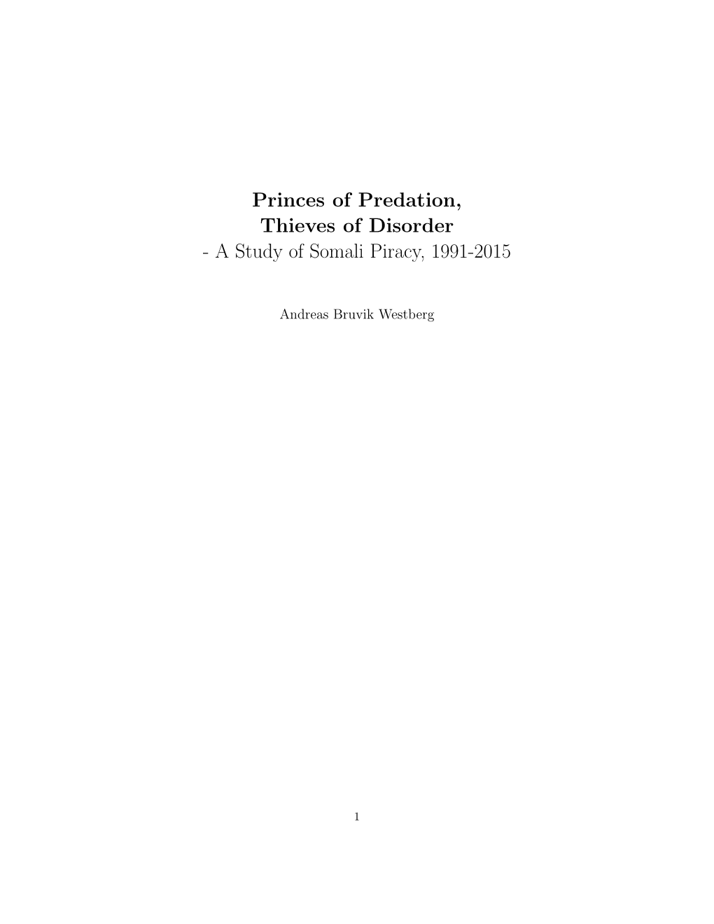 A Study of Somali Piracy, 1991-2015