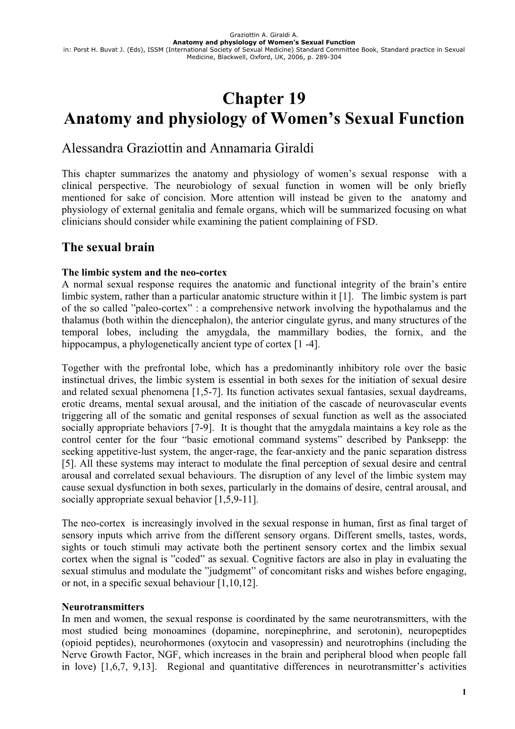 Chapter 19 Anatomy and Physiology of Women's Sexual Function