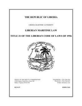 The Republic of Liberia Liberian Maritime Law Title