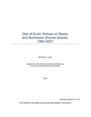 Diet of Arctic Wolves on Banks and Northwest Victoria Islands, 1992-2001
