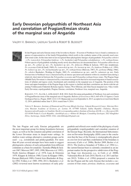 Early Devonian Polygnathids of Northeast Asia and Correlation of Pragian/Emsian Strata of the Marginal Seas of Angarida