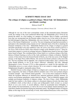 Mīrzā Fatḥ ʿalī Ākhūndzāda's Pre-Islamic Xenology