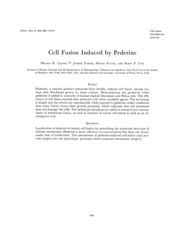 Cell Fusion Induced by Pederine