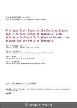 Arthropod Galls Found on the Krakatau Islands and in Adjacent