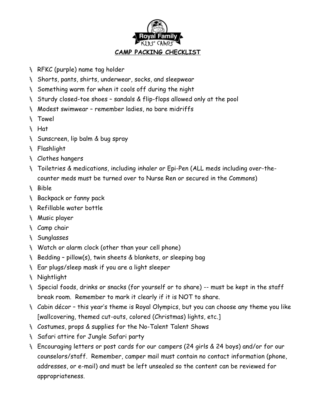 Camp Packing Checklist s1