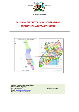 Kayunga District Statistical Abstract for 2017/2018