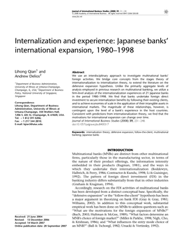 Japanese Banks' International Expansion, 1980–1998
