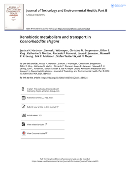Xenobiotic Metabolism and Transport in Caenorhabditis Elegans