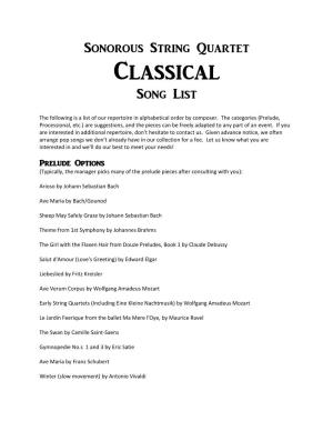 Classical Song List