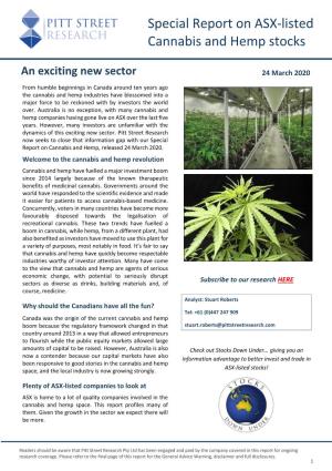 Special Report on ASX-Listed Cannabis and Hemp Stocks
