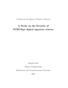 A Study on the Security of Ntrusign Digital Signature Scheme
