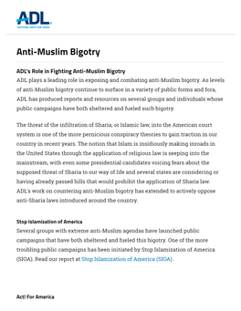 Anti-Muslim Bigotry