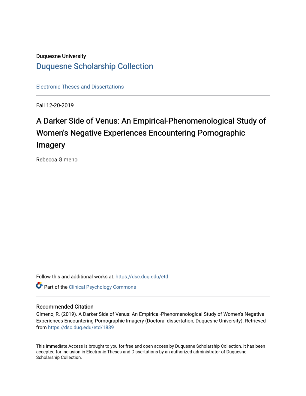 An Empirical-Phenomenological Study of Women's Negative Experiences Encountering Pornographic Imagery