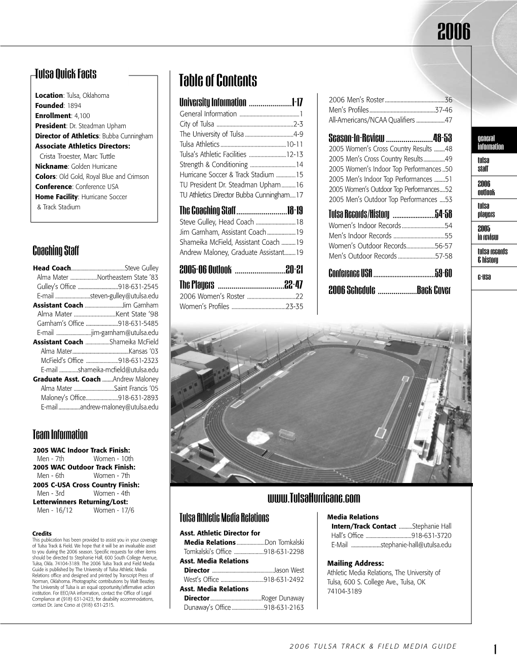 Table of Contents Location: Tulsa, Oklahoma 2006 Men’S Roster