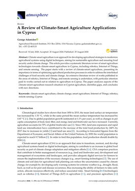 A Review of Climate-Smart Agriculture Applications in Cyprus