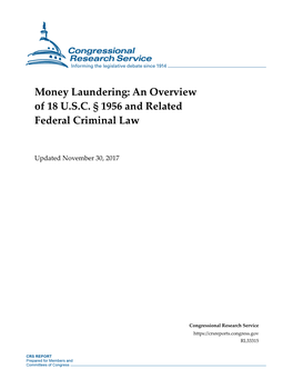Money Laundering: an Overview of 18 U.S.C