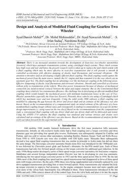 Design and Analysis of Modified Fluid Coupling for Gearless Two Wheeler