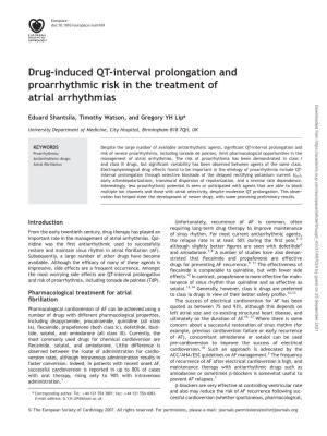 Drug-Induced QT-Interval Prolongation and Proarrhythmic Risk