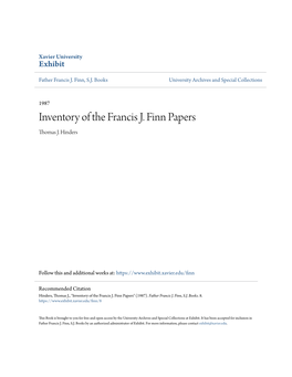 Inventory of the Francis J. Finn Papers Thomas J