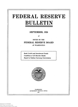 Federal Reserve Bulletin September 1926
