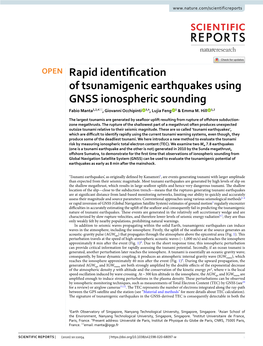Rapid Identification of Tsunamigenic Earthquakes Using GNSS