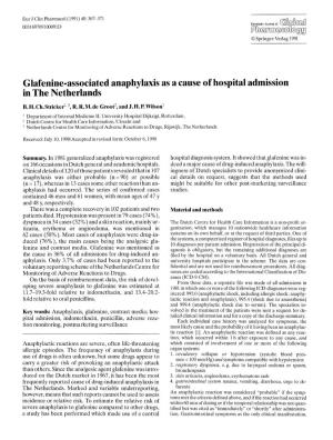Glafenine-Associated Anaphylaxis As a Cause of Hospital Admission in the Netherlands