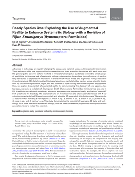 Ready Species One: Exploring the Use of Augmented Reality to Enhance Systematic Biology with a Revision of Fijian Strumigenys (Hymenoptera: Formicidae)