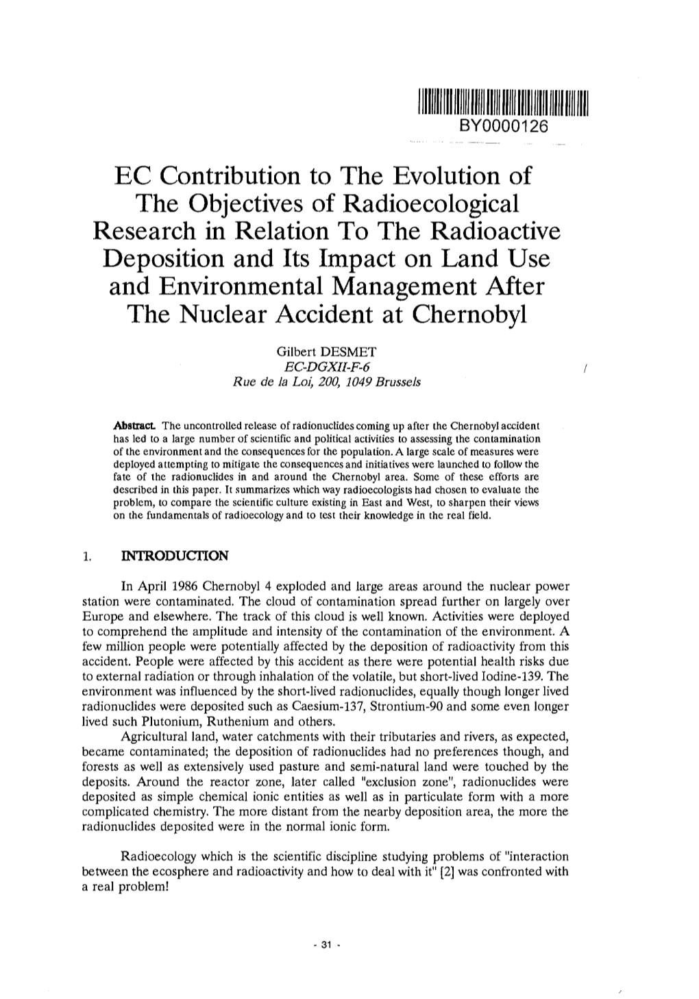 EC Contribution to the Evolution of the Objectives of Radioecological
