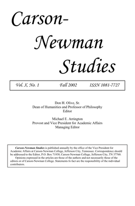 Carson- Newman Studies Vol