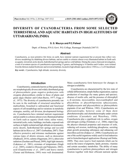 Diversity of Cyanobacteria from Some Selected Terrestrial and Aquatic Habitats in High Altitudes of Uttarakhand, India