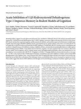 Acute Inhibition of 11ß-Hydroxysteroid