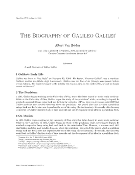 The Biography of Galileo Galilei∗