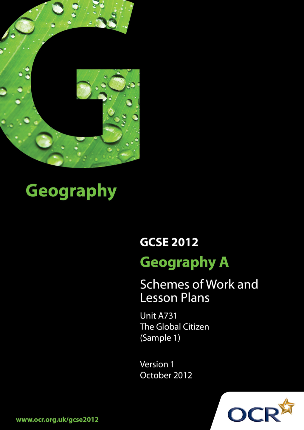 Sample Scheme of Work: OCR GCSE Geography a - the Global Citizen 4