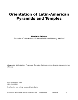 Orientation of Latin-American Pyramids and Temples