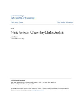 Music Festivals: a Secondary Market Analysis Julian Perez Claremont Mckenna College