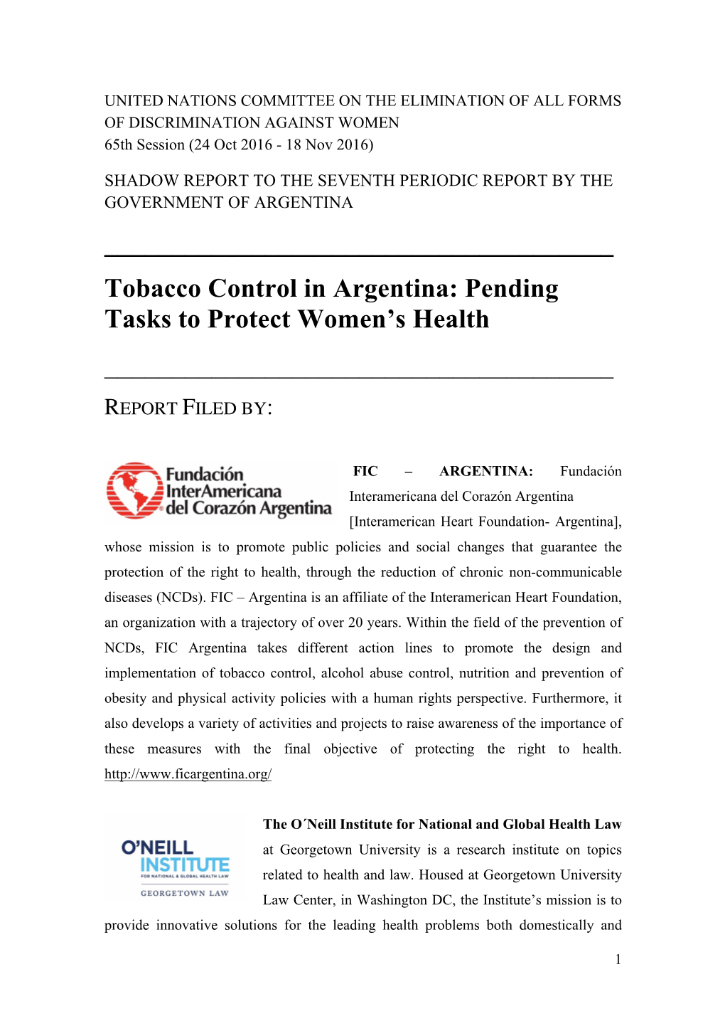 Tobacco Control in Argentina: Pending Tasks to Protect Women’S Health ______